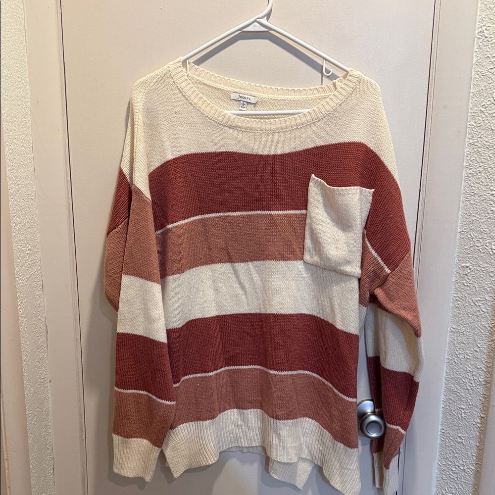 JODIFL Women's Striped Sweater in Cream and Mauve